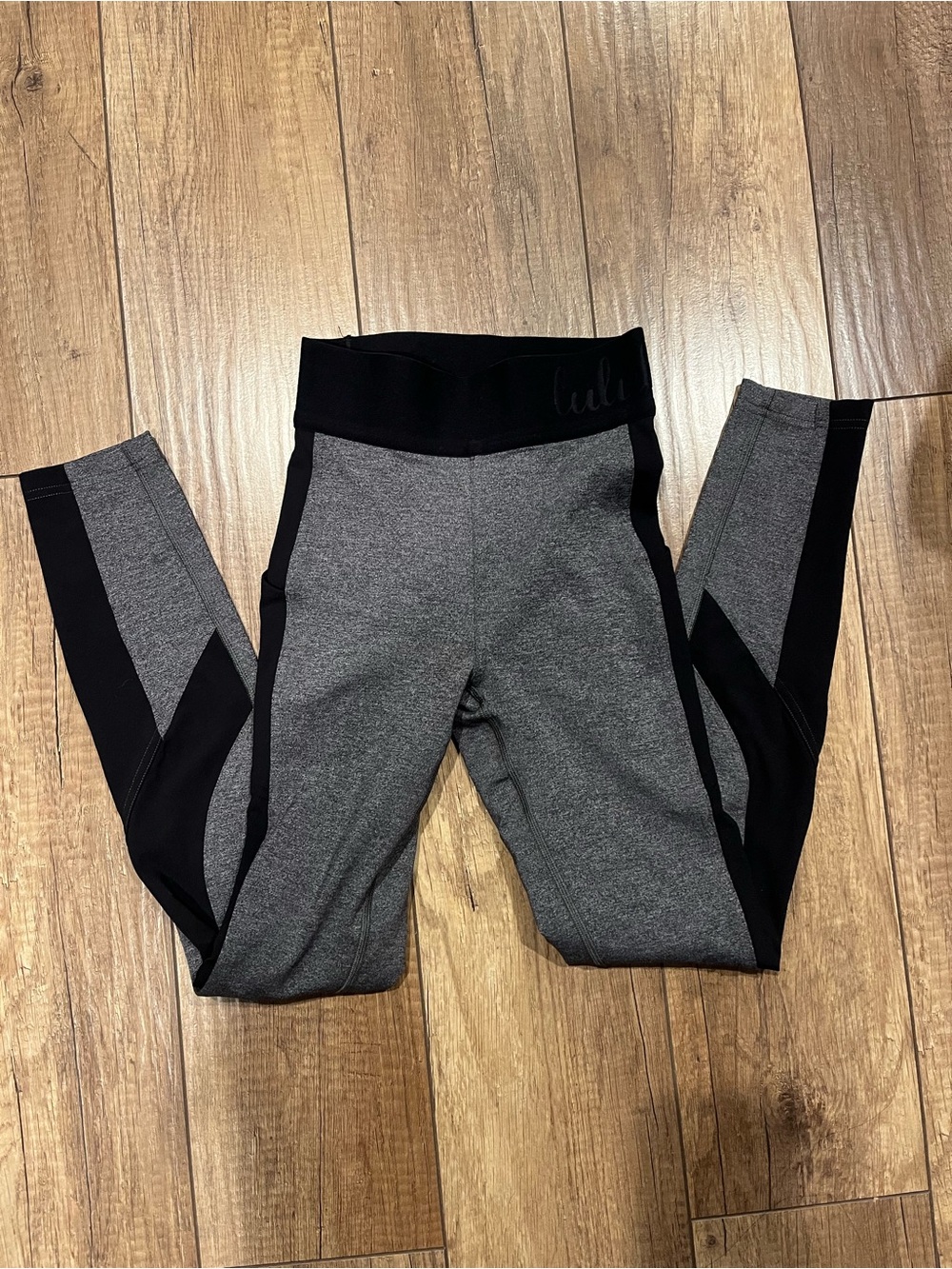 lululemon athletica Gray and Black Colorblock Leggings